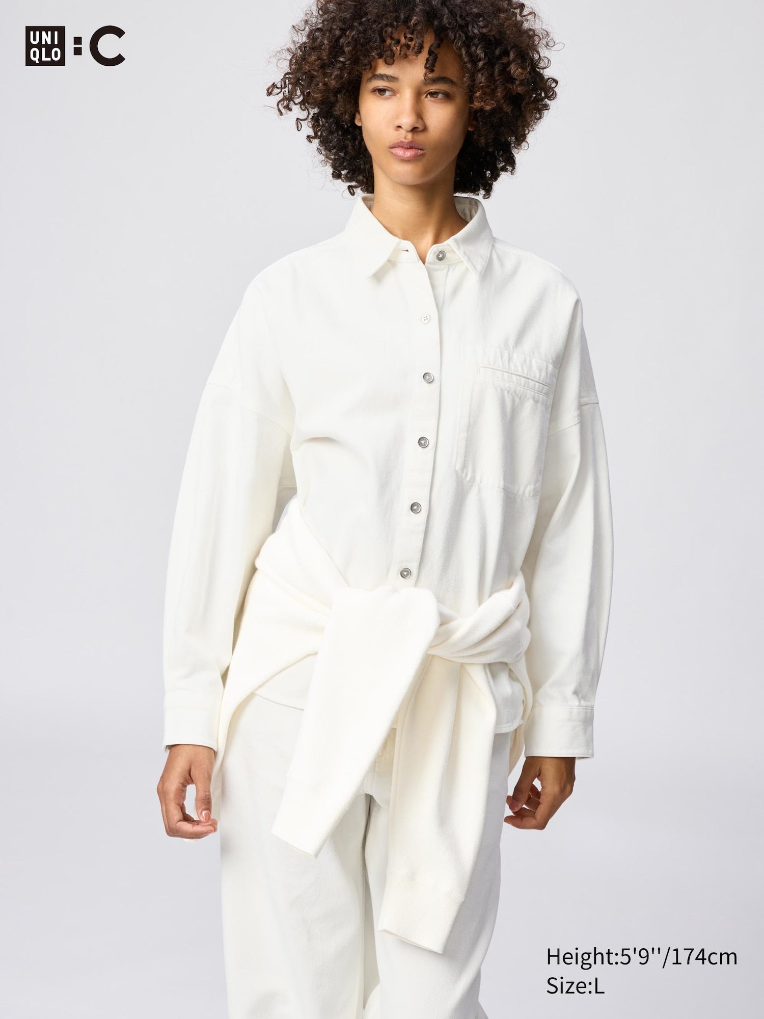 Denim Relaxed Shirt Jacket - WHITE