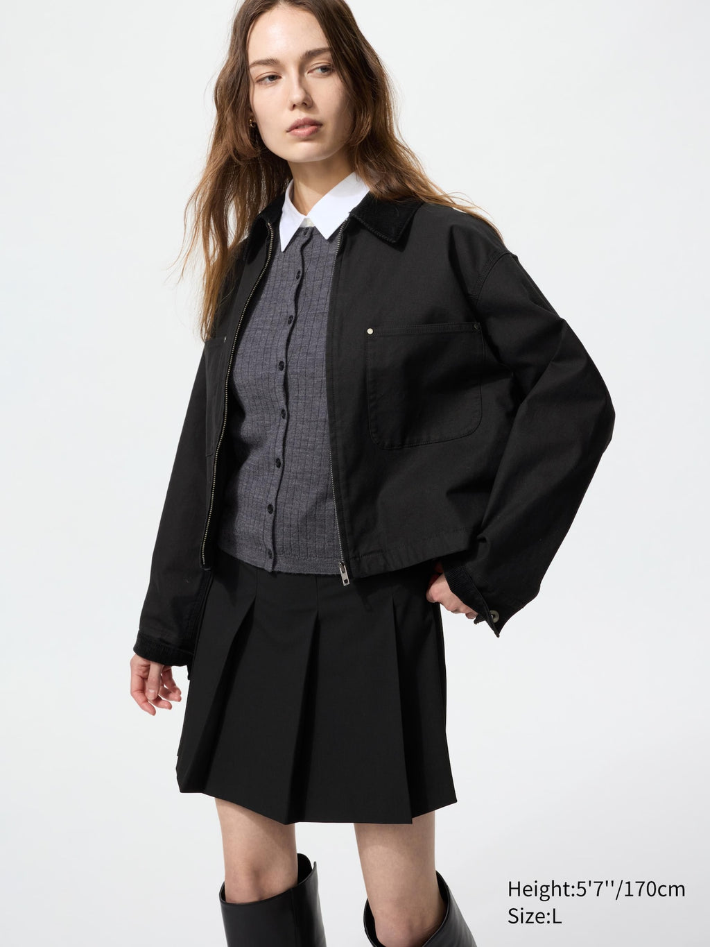 Zip Up Short Jacket - NATURAL