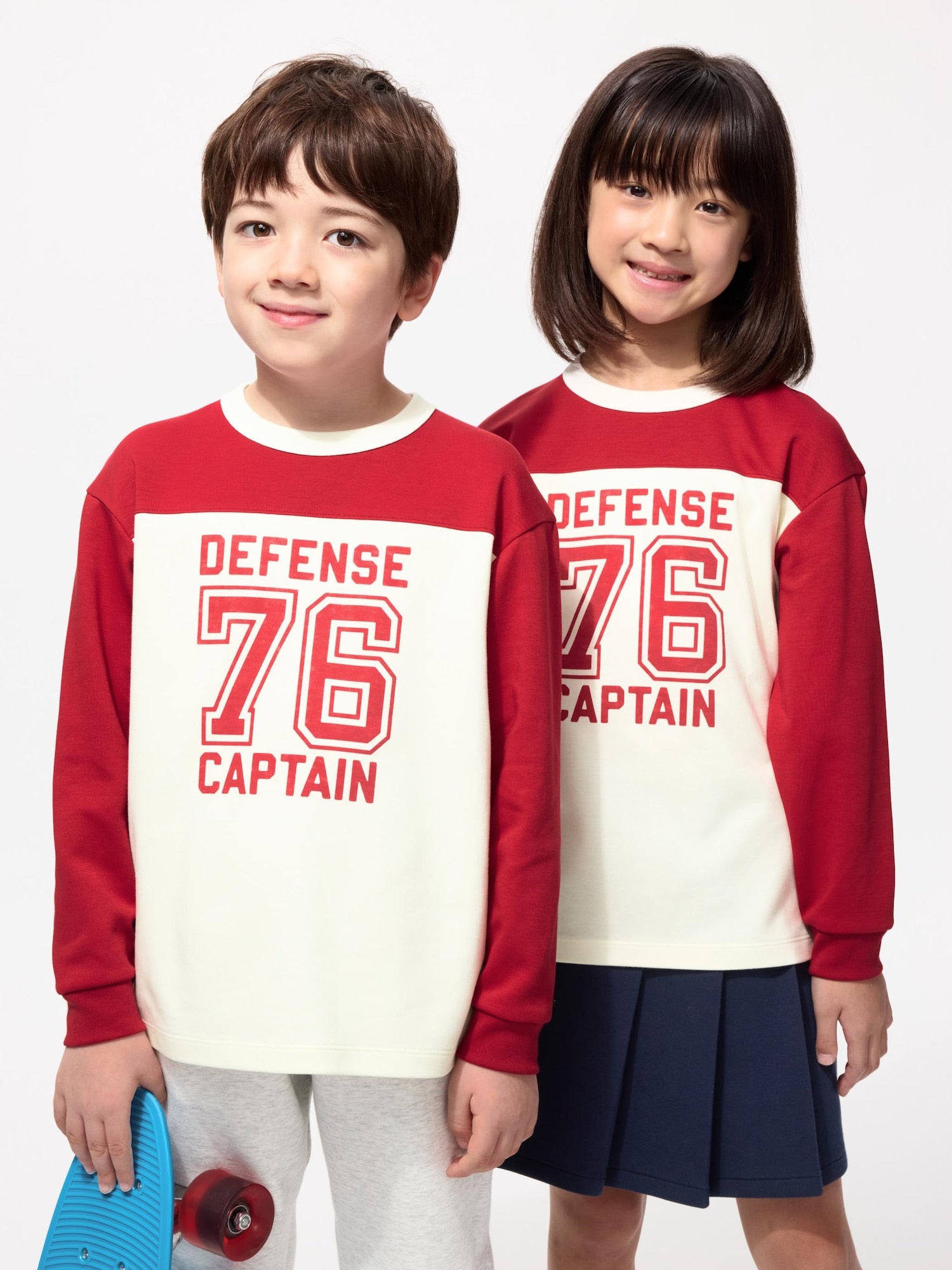 KIDS AIRism Graphic Cotton Crew Neck T Long Sleeve - RED