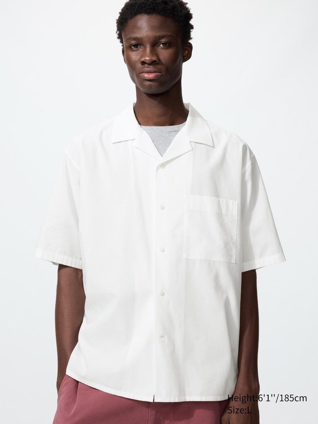 Open Collar Shirt Short Sleeve - WHITE