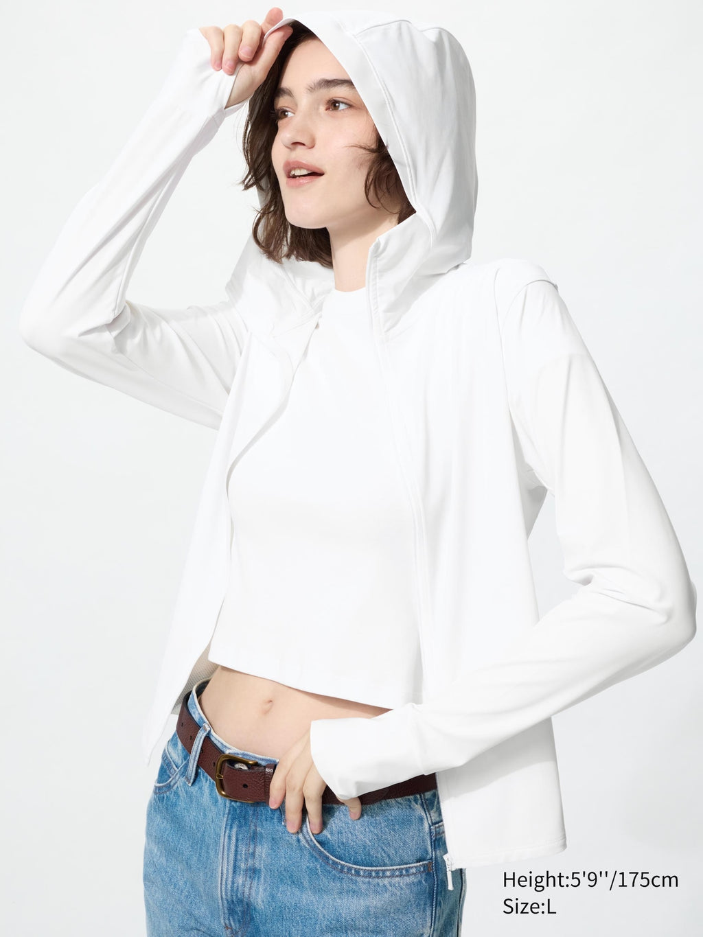 Ultra Stretch AIRism UV Protection Full-Zip Hoodie - WHITE