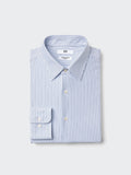 Super Non Iron Jersey Slim Fit Long Sleeve Shirt (Striped) - BLUE