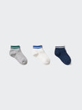 KIDS Short Socks 3 Pairs Line - GRAY