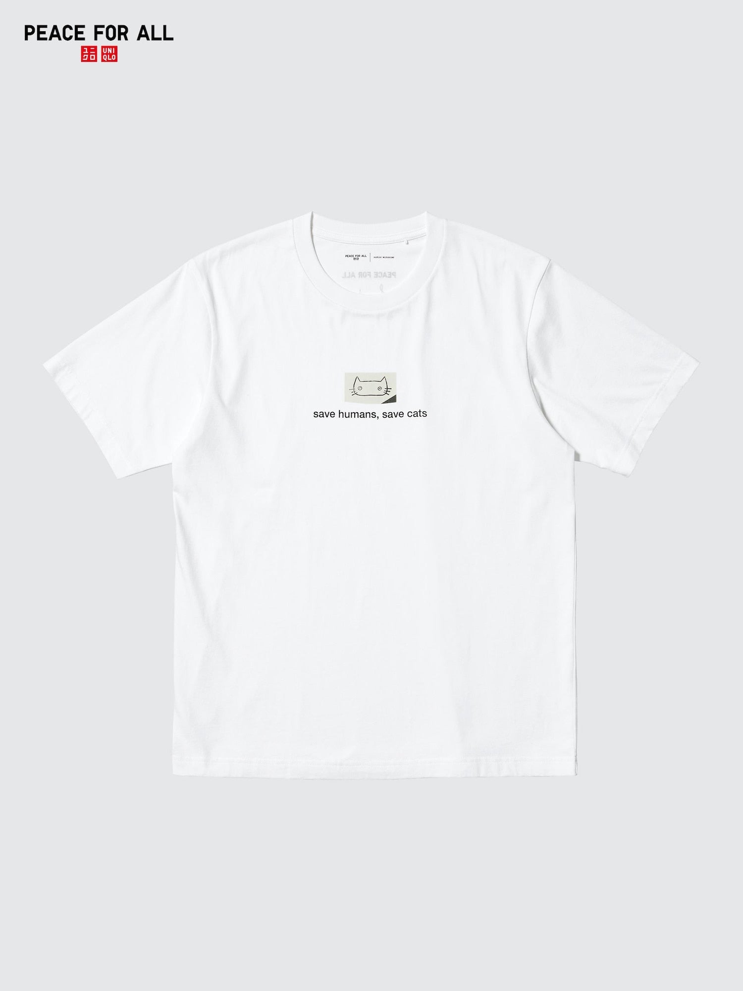 PEACE FOR ALL Haruki Murakami Short Sleeve T-Shirt - WHITE