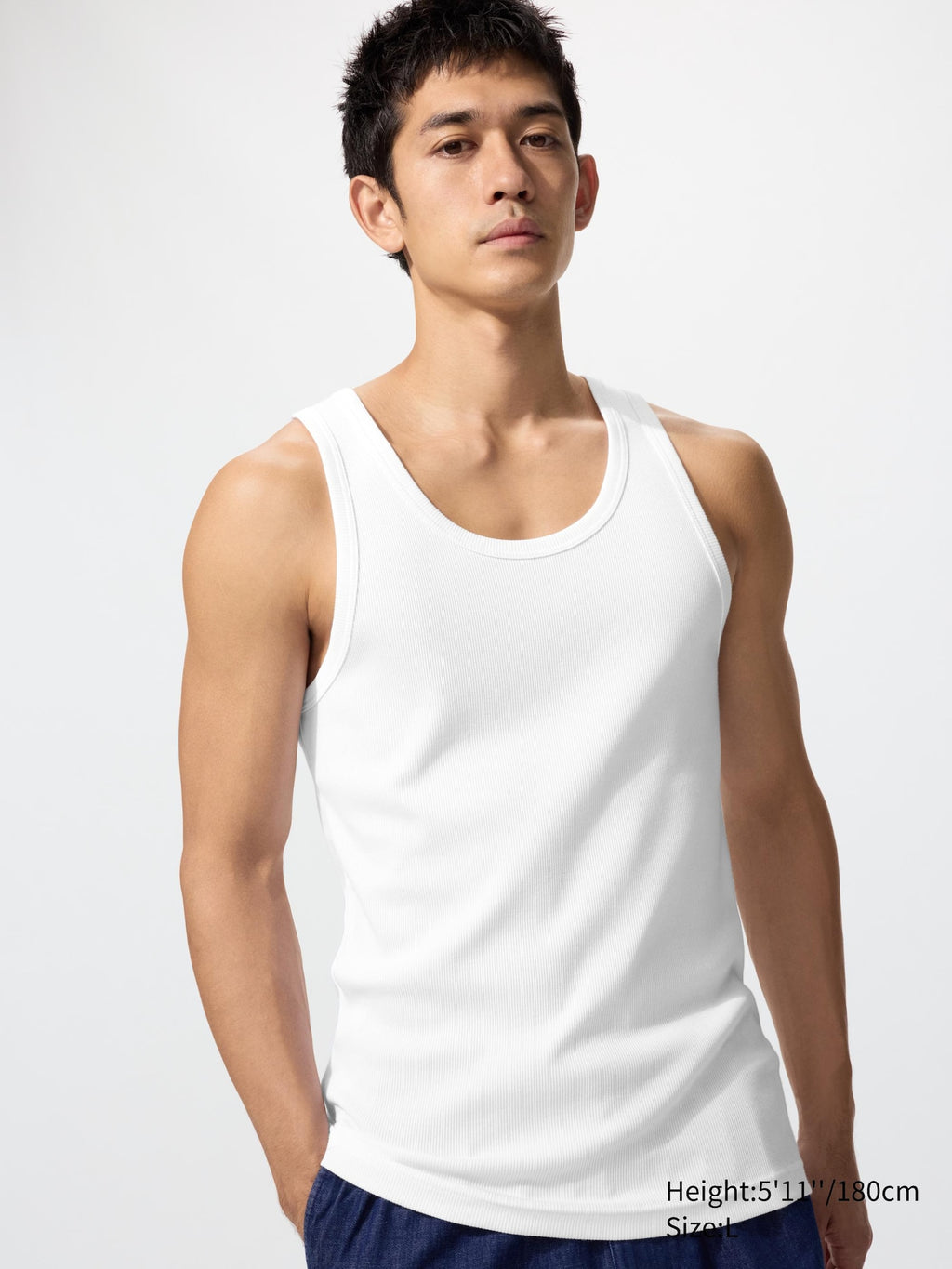 Dry Ribbed Tank Top - WHITE