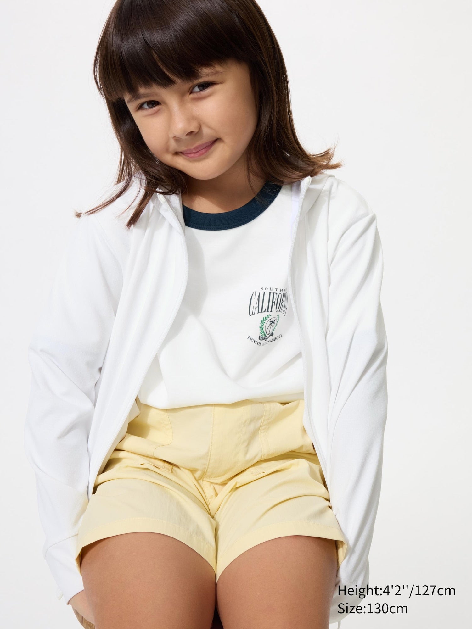 KIDS AIRism UV Protection Full Zip Hoodie - WHITE