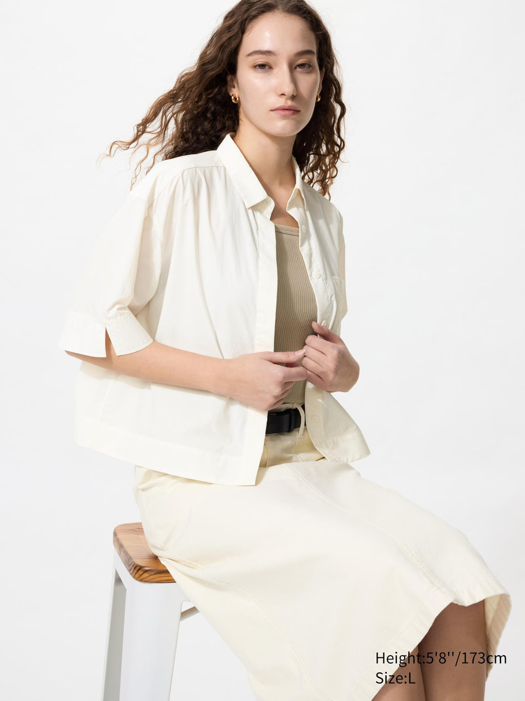 Nylon Boxy Short Shirt Half Sleeve - OFF WHITE