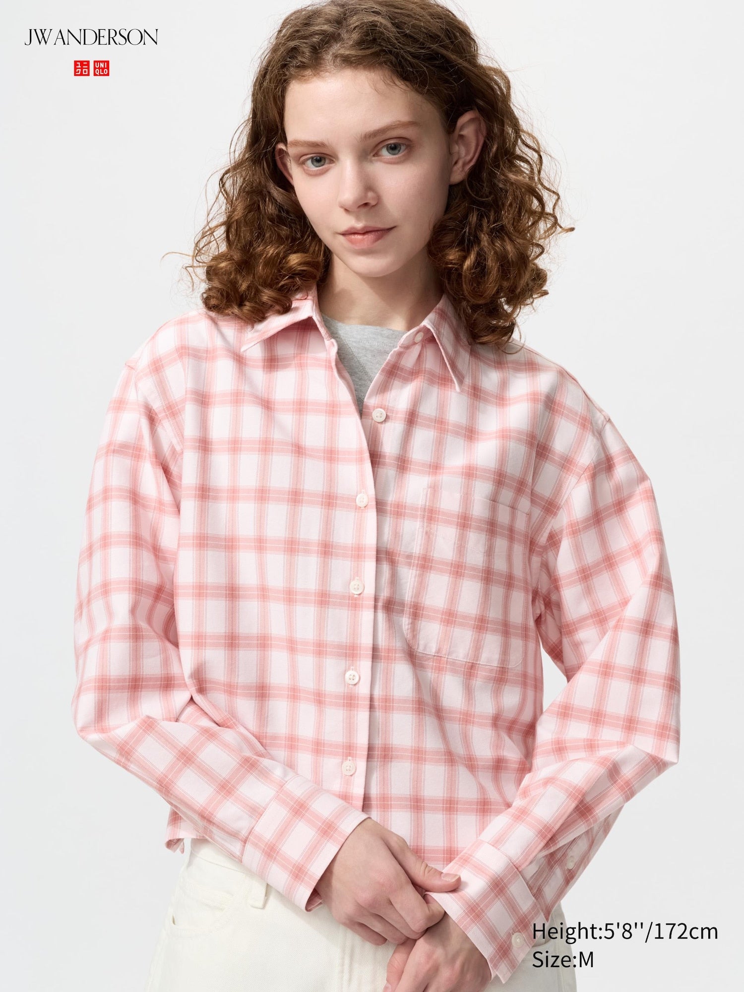Oxford Boxy Shirt Long Sleeve Check - PINK