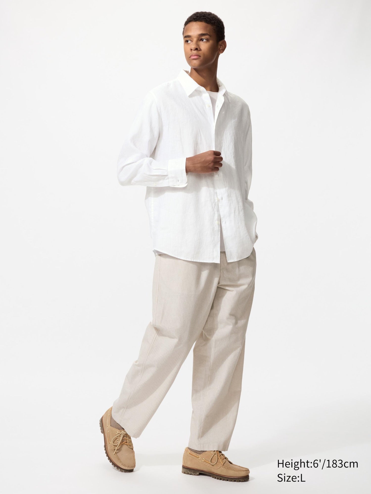 Linen Blend Easy Ankle Pants - BEIGE