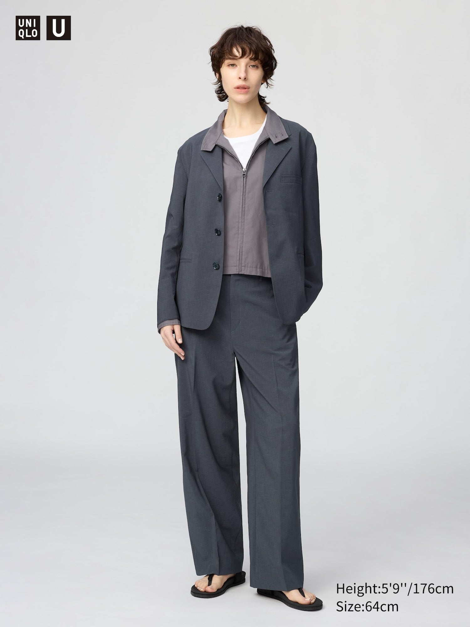 High Rise Straight Pants - DARK GRAY