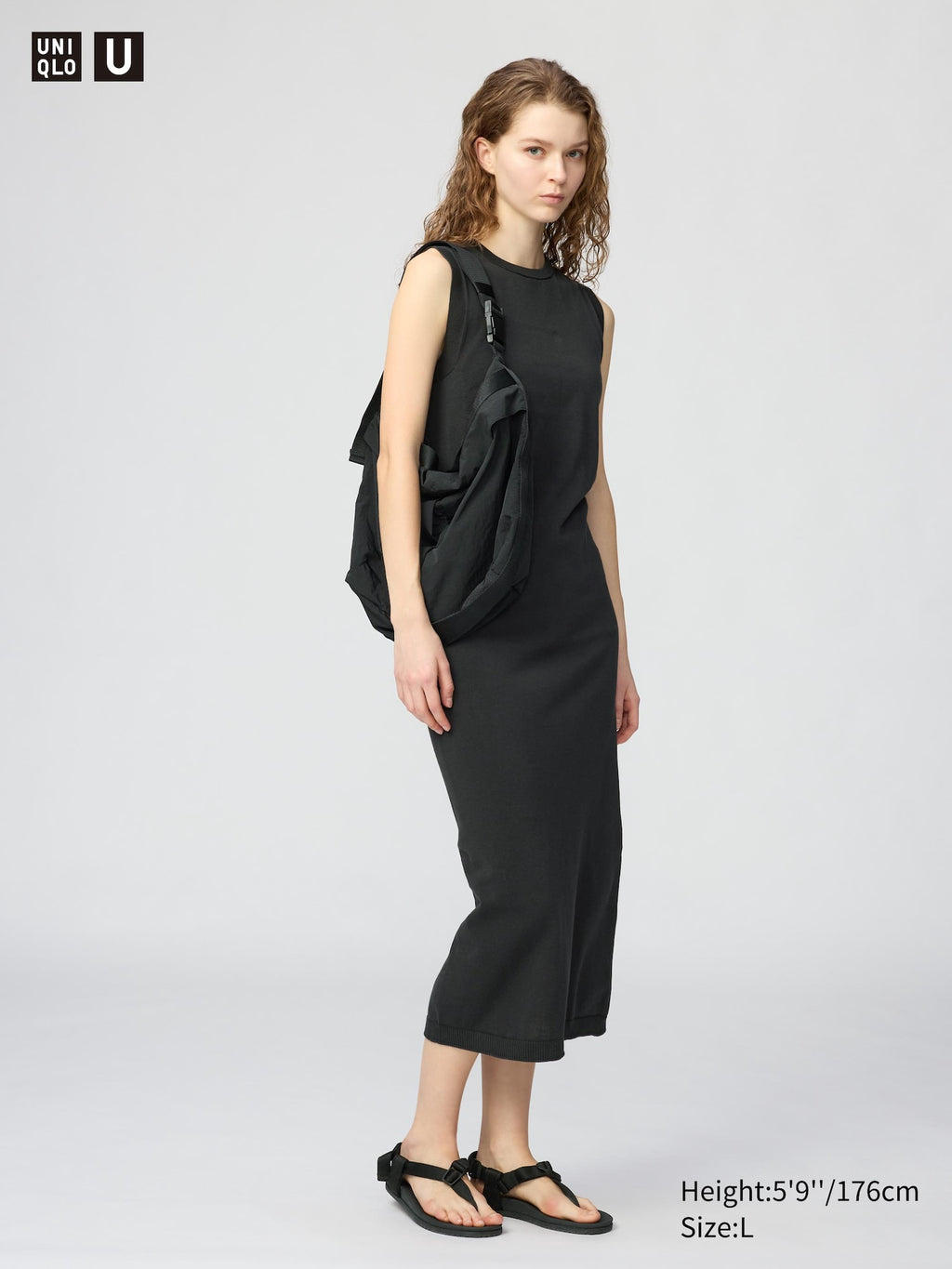 3D Cotton Knit Dress - BLACK