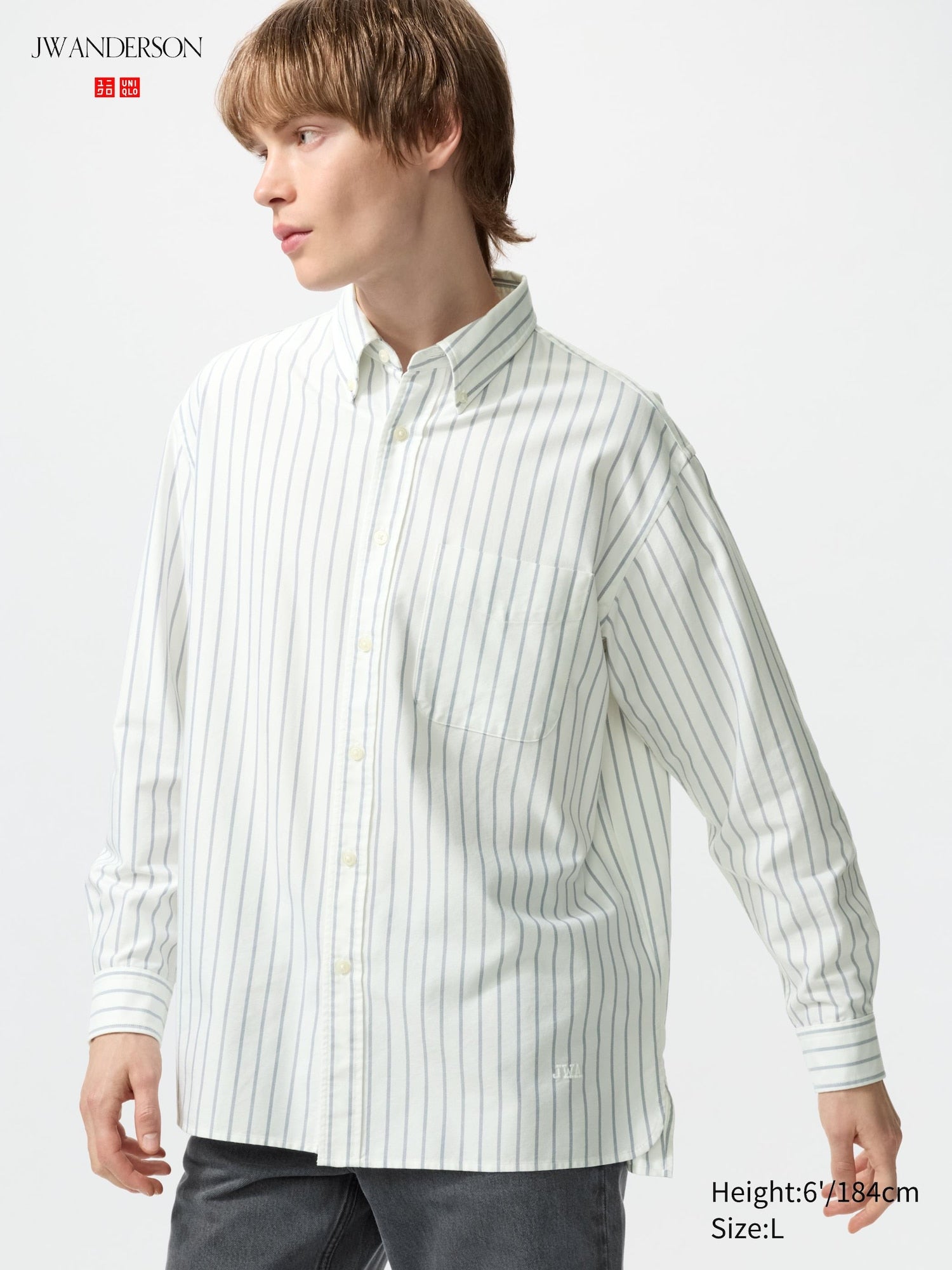 Oxford Oversized Shirt Long Sleeve Striped - OFF WHITE