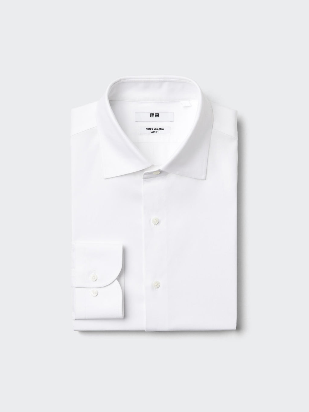 Super Non Iron Slim Fit No Pocket Long Sleeve Shirt (Spread) - WHITE