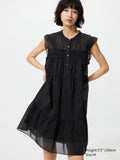 Light Cotton Tiered Dress - BLACK
