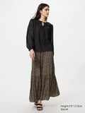 Tiered Maxi Skirt Print - BLACK