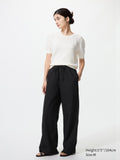 Linen Blend Easy Pants (Regular Length) - BLACK