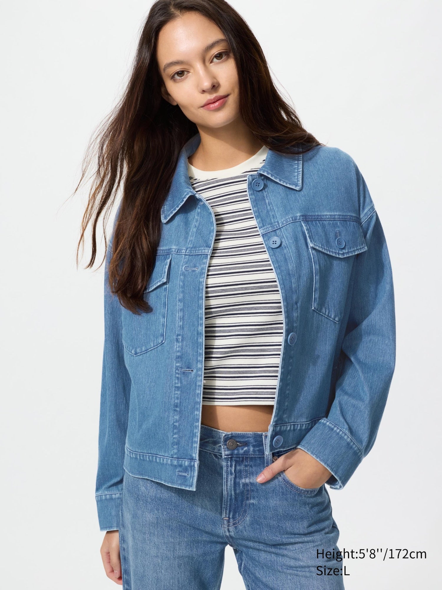 Jersey Relaxed Jacket Denim - BLUE