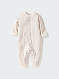 Ribbed One Piece Outfit Long Sleeve Striped - NATURAL