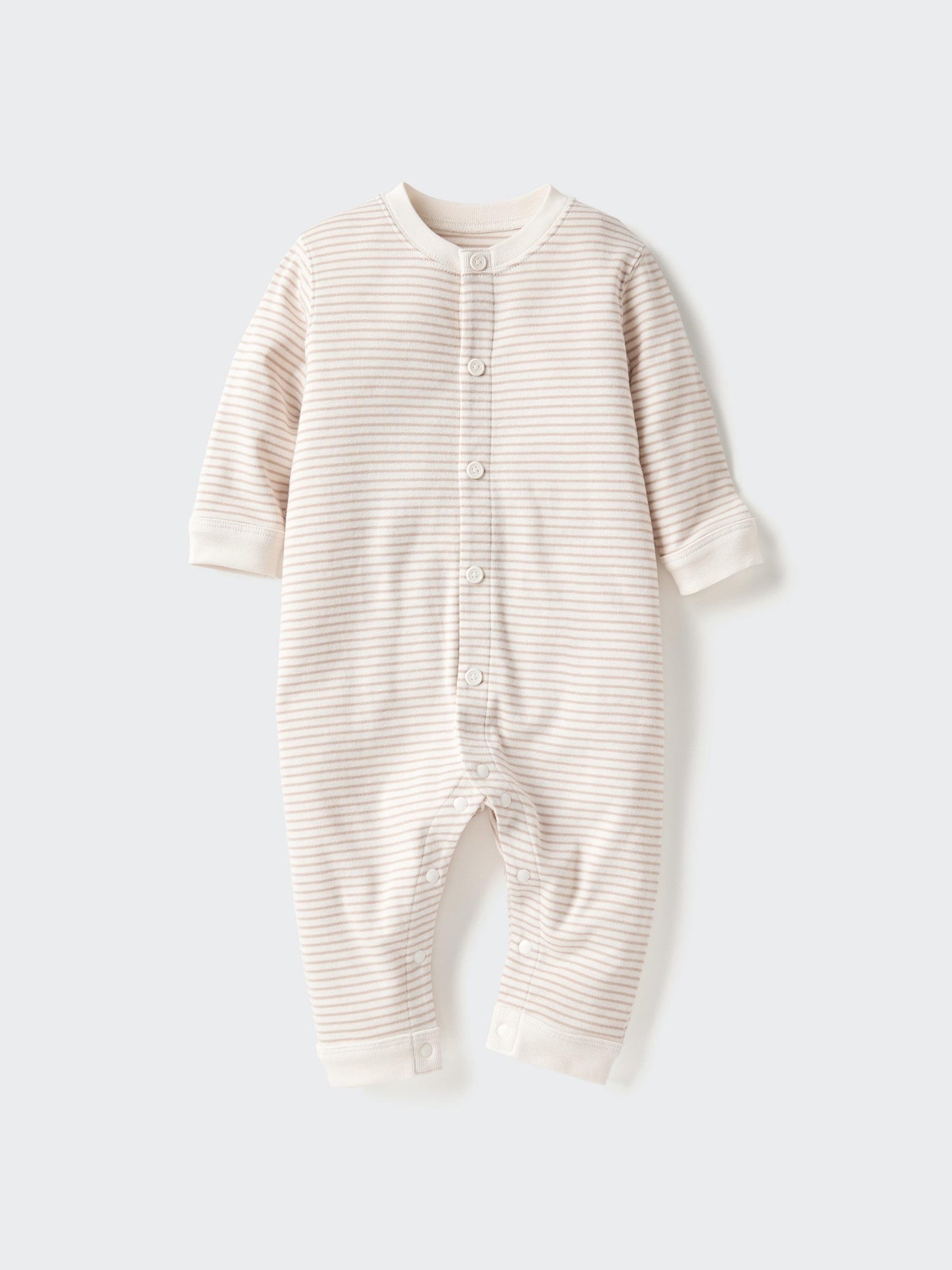 Ribbed One Piece Outfit Long Sleeve Striped - NATURAL