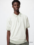Washable Knitted Polo Sweater Striped - LIGHT GRAY
