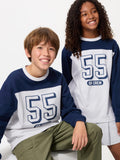 KIDS AIRism Graphic Cotton Crew Neck T Long Sleeve - NAVY