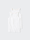 Cotton Mesh Tank Top 2 Pairs Striped - PINK