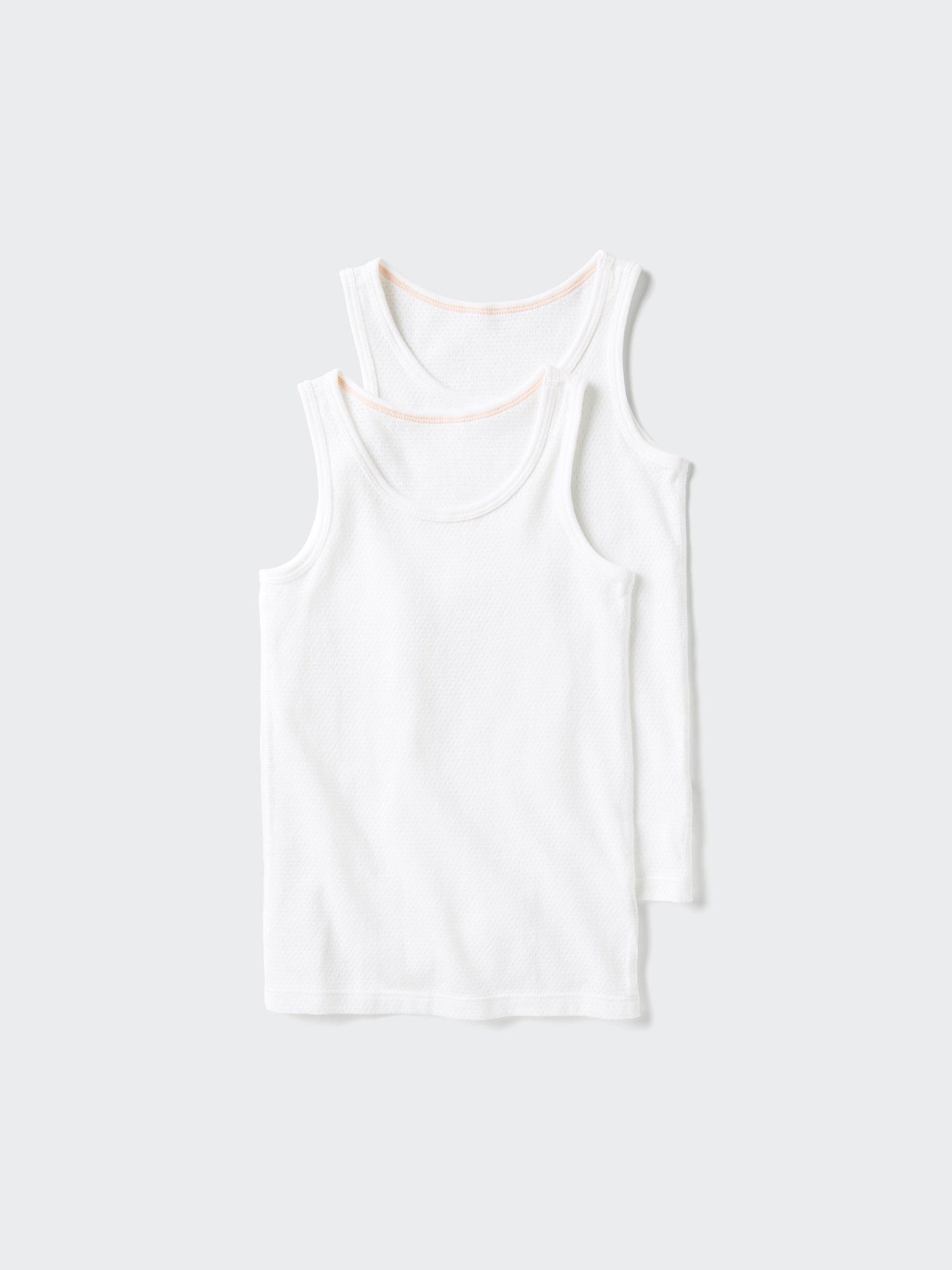 Cotton Mesh Tank Top 2 Pairs Striped - PINK
