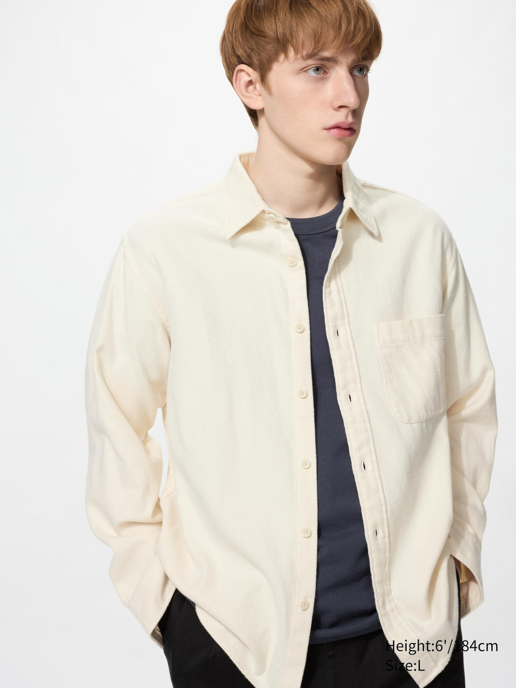 Flannel Long Sleeve Shirt - OFF WHITE