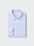 Super Non Iron Striped Long Sleeve Shirt (Spread) - BLUE