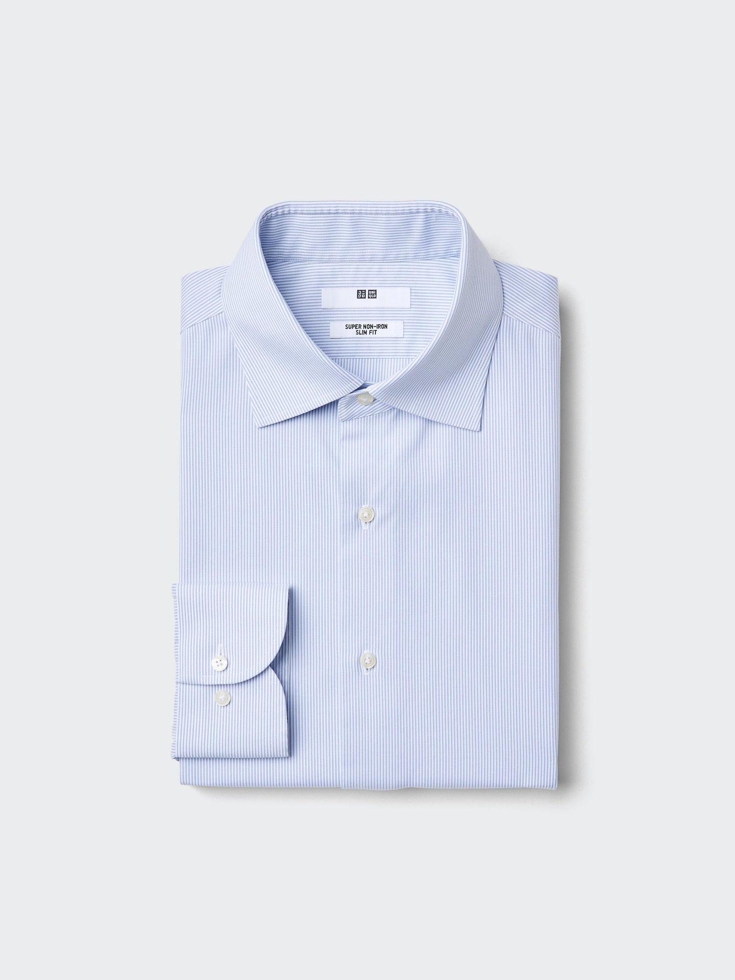 Super Non Iron Striped Long Sleeve Shirt (Spread) - BLUE