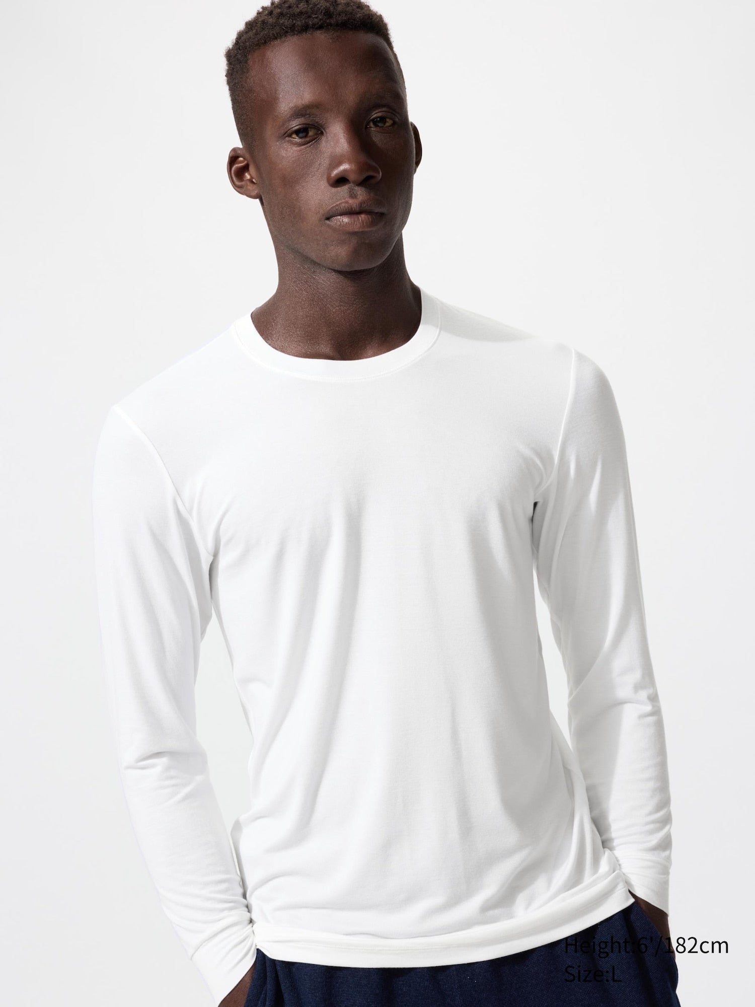 HEATTECH Crew Neck Long Sleeve T-Shirt - WHITE