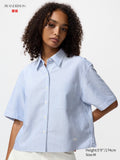 Oxford Boxy Shirt Short Sleeve Striped - BLUE