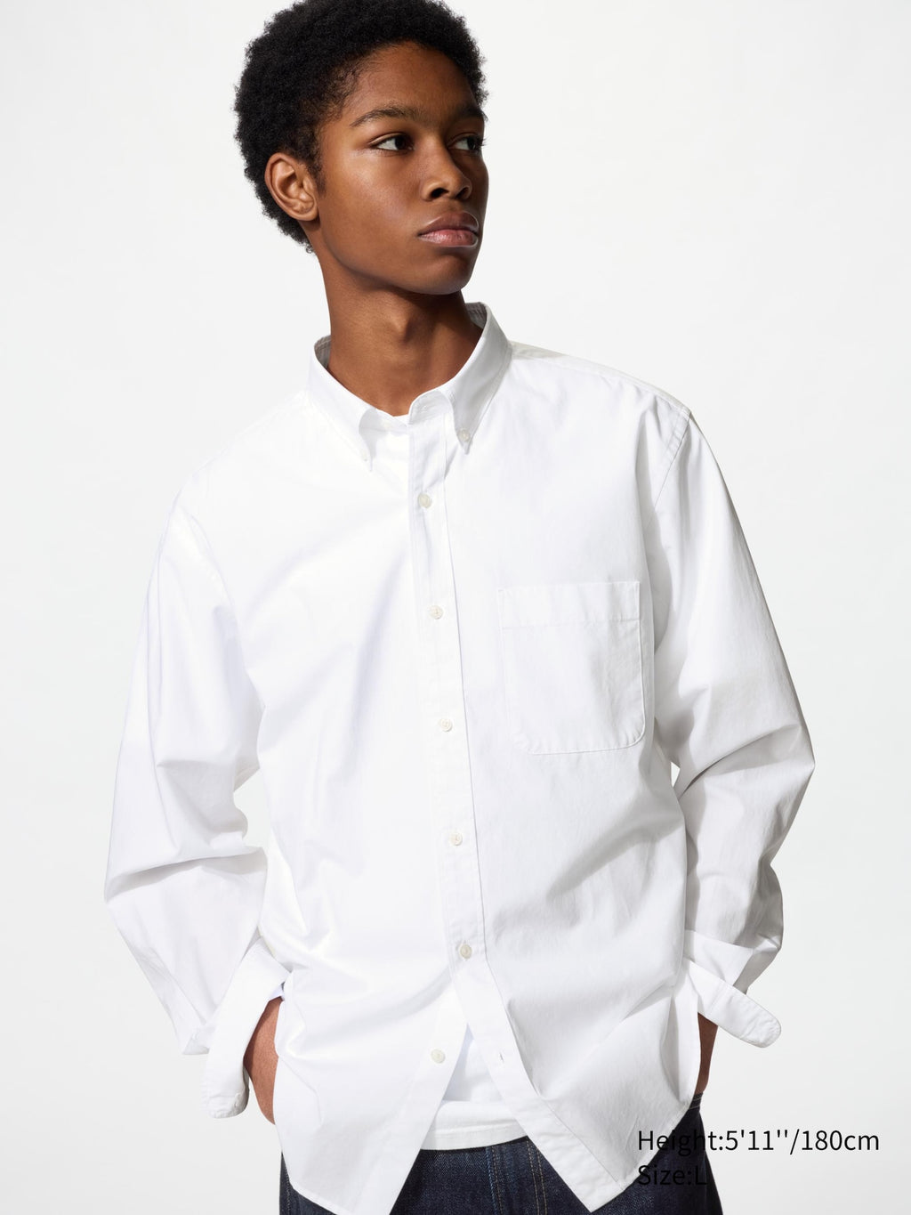Extra Fine Cotton Broadcloth Long Sleeve Shirt - WHITE