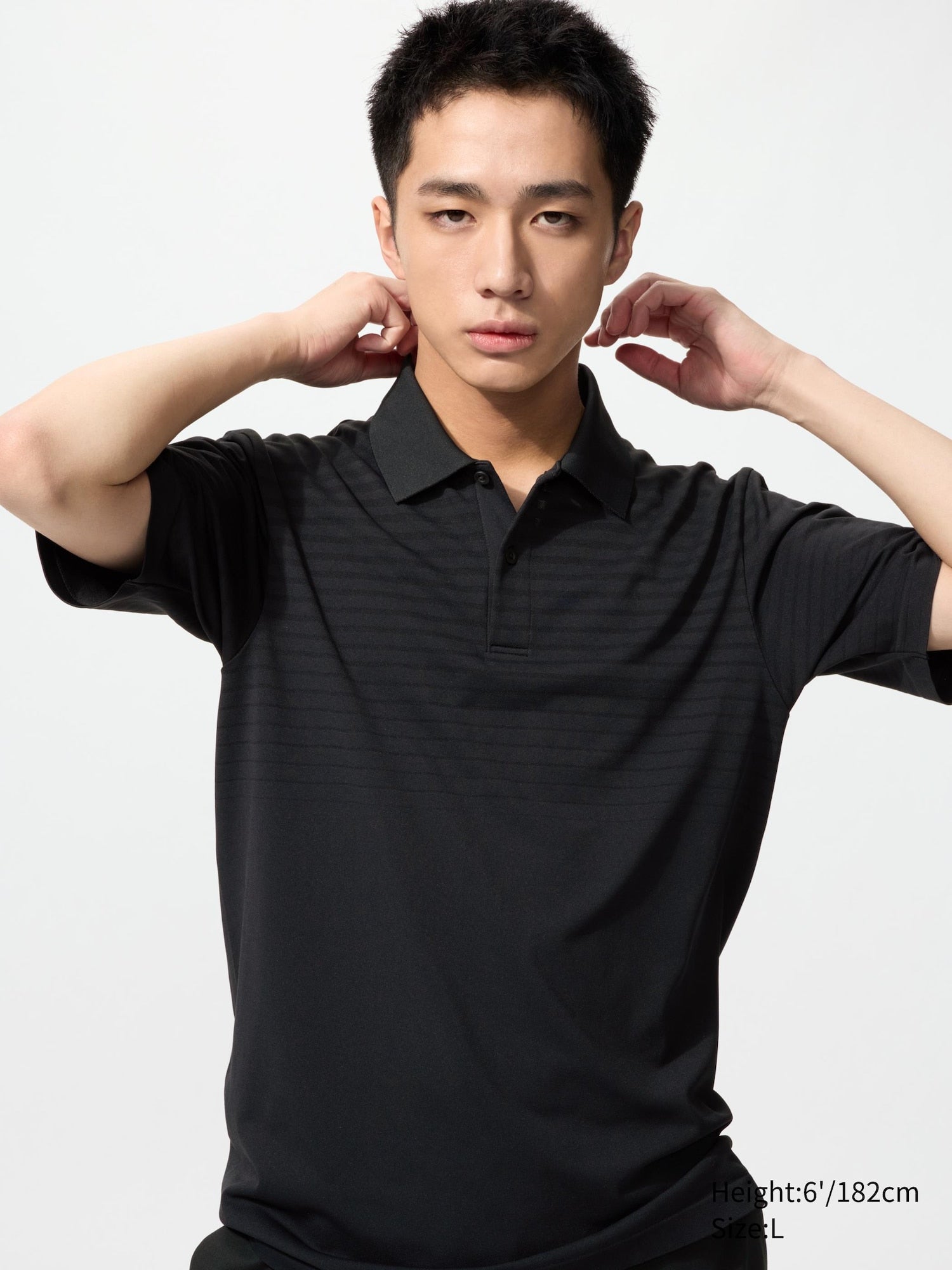 DRY-EX Polo Shirt Patterned - BLACK