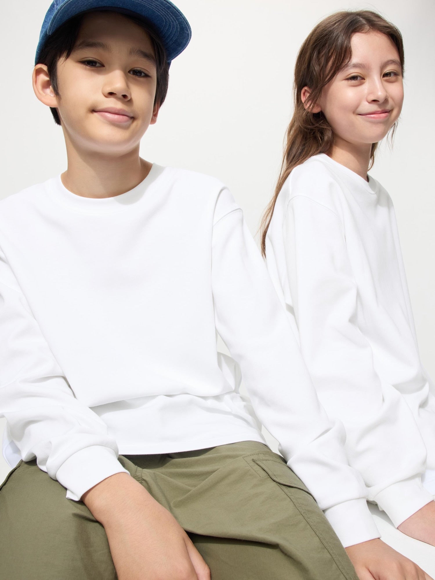 KIDS AIRism Cotton Crew Neck T Long Sleeve - WHITE