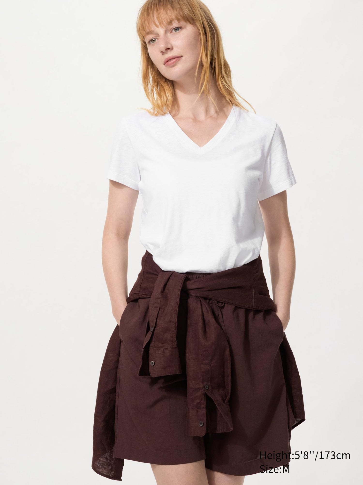 Slub Jersey V Neck T - WHITE