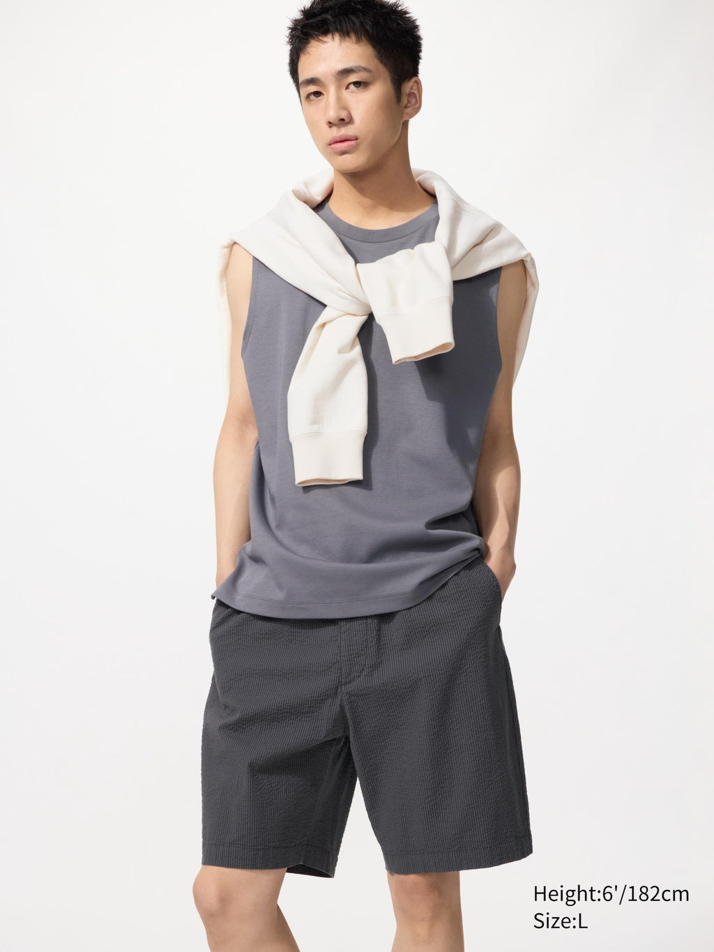 Stretch Easy Shorts (Seersucker) - DARK GRAY