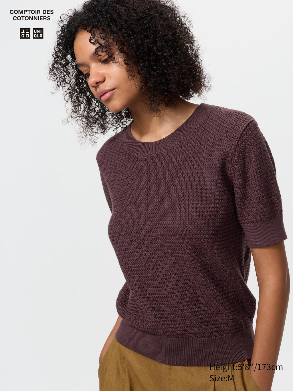 Cotton Crew Neck Sweater Short Sleeve - OFF WHITE