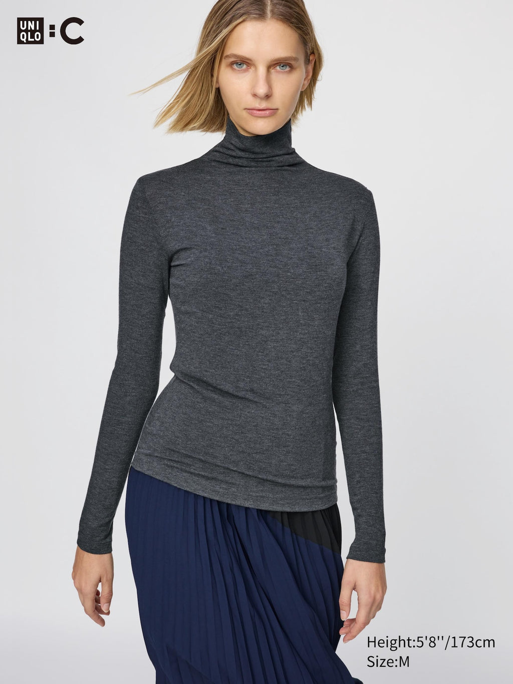 HEATTECH Extra Warm Cashmere Blend Turtleneck Long Sleeve T-Shirt - GRAY