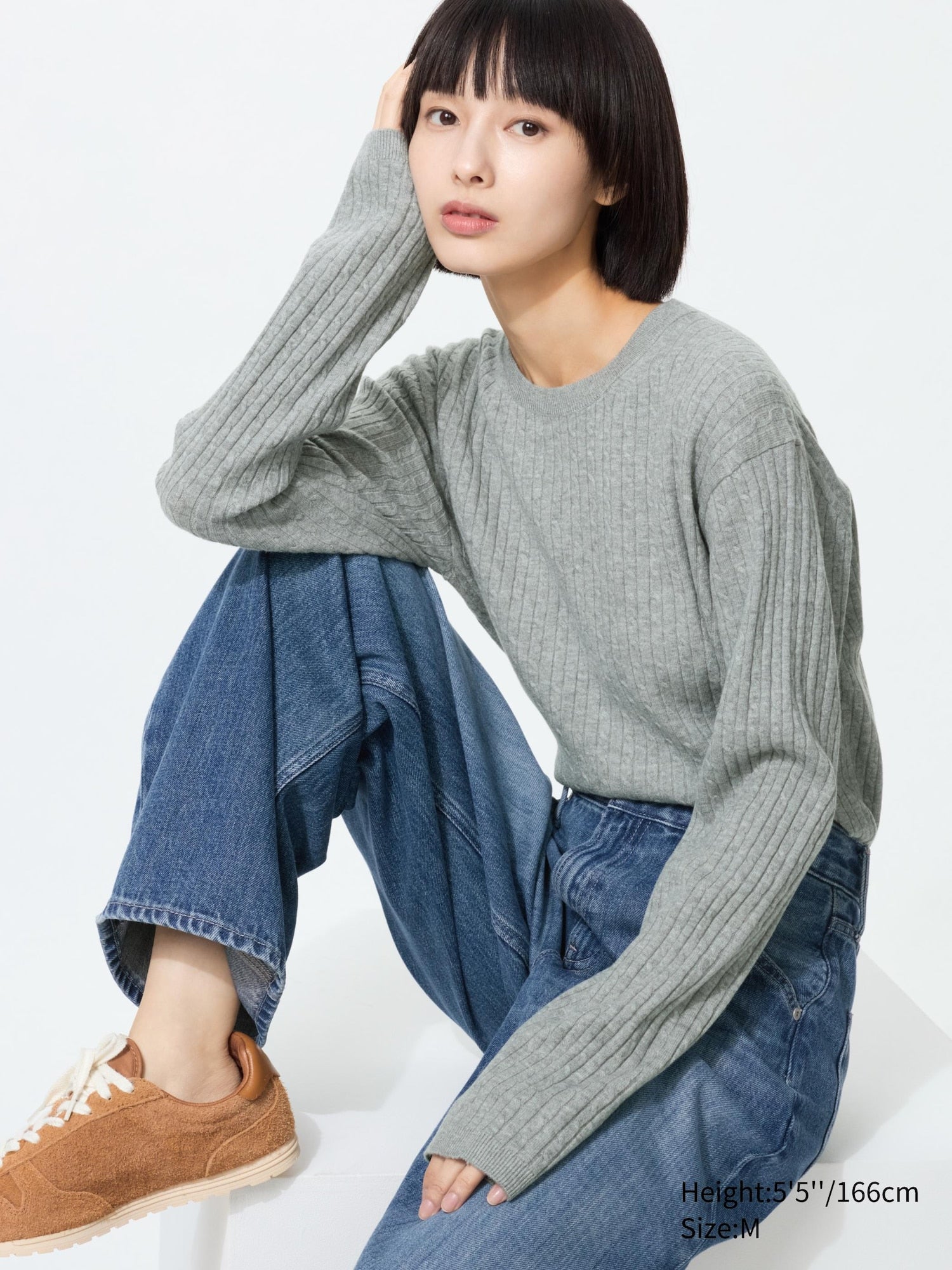 Mini Cable Crew Neck Sweater - OFF WHITE