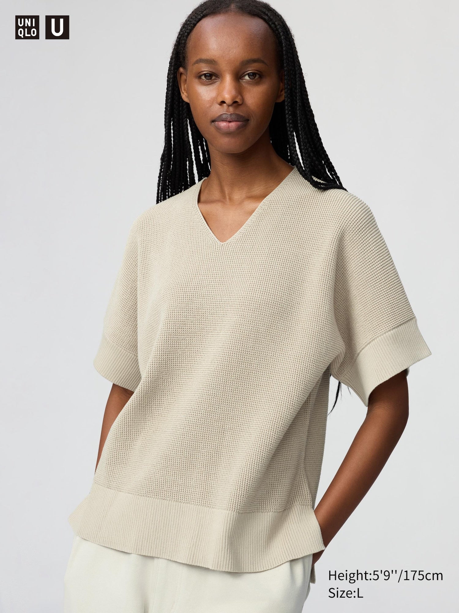 V Neck Sweater Short Sleeve - BLACK