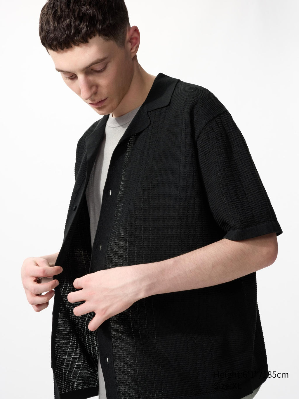 Washable Knitted Shirt Short Sleeve - OFF WHITE