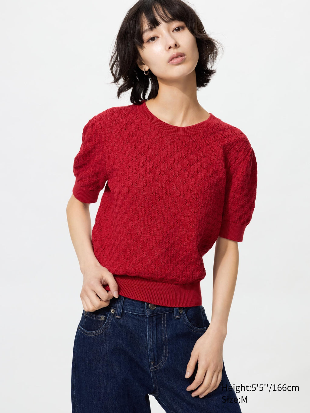 Pointelle Crew Neck Sweater - OFF WHITE
