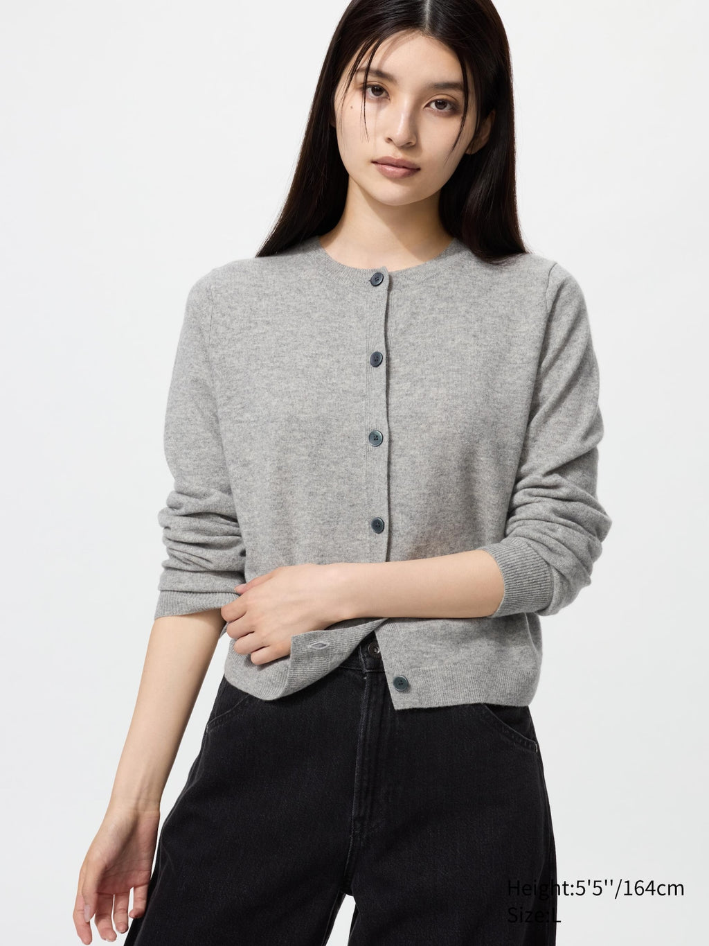Cashmere Crew Neck Short Cardigan - OFF WHITE