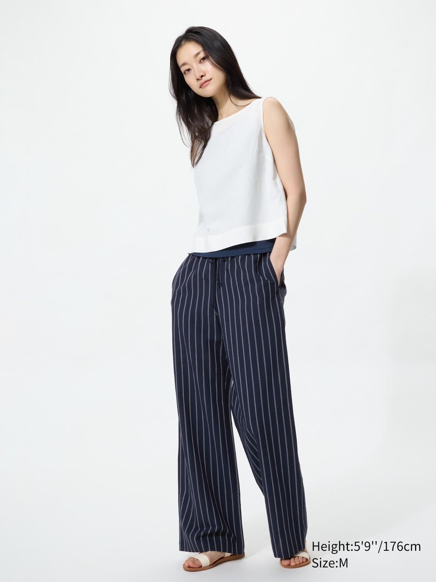 Linen Blend Easy Pants (Longer Length) - OFF WHITE