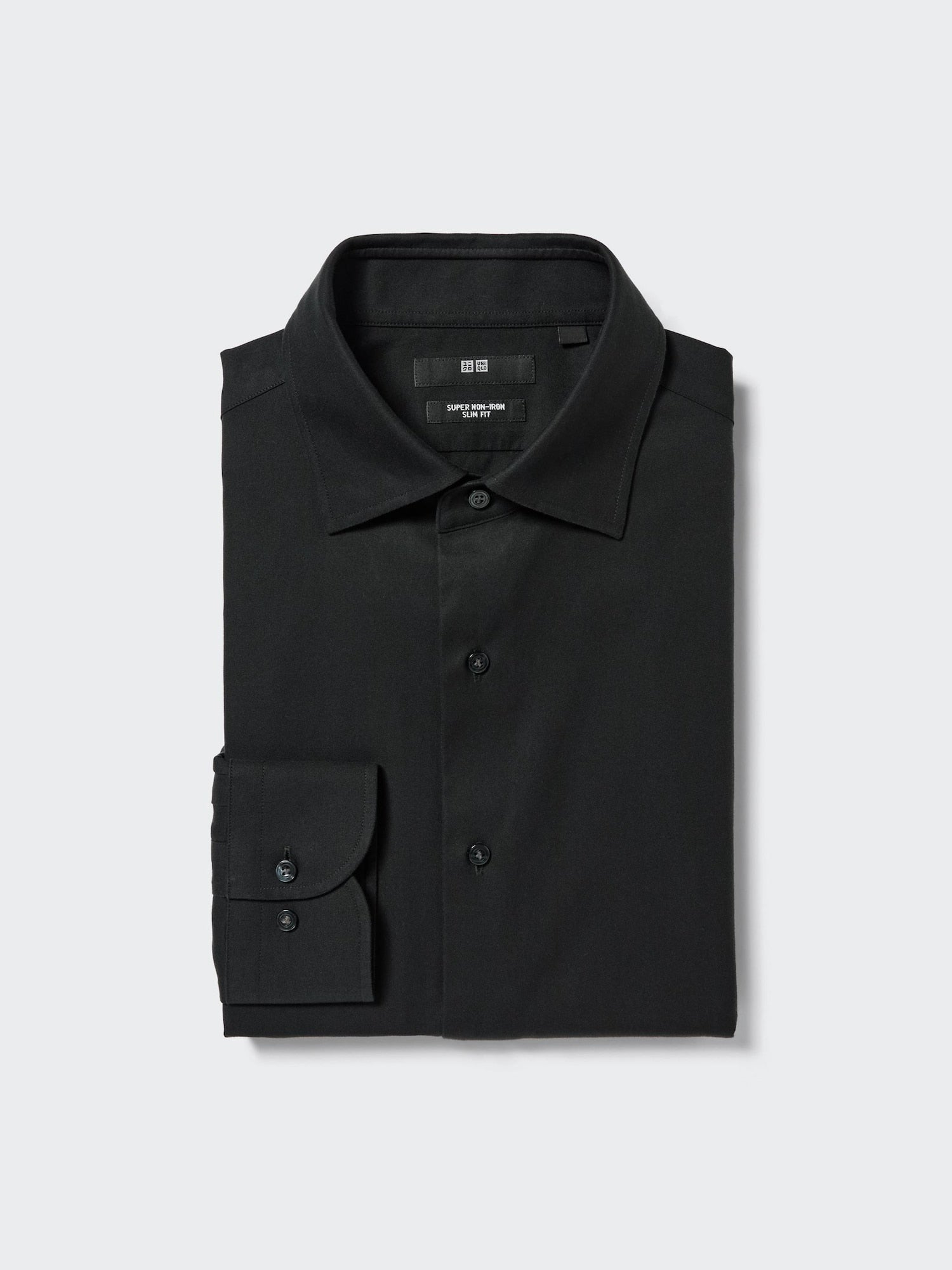 Super Non Iron Slim Fit No Pocket Long Sleeve Shirt (Spread) - WHITE