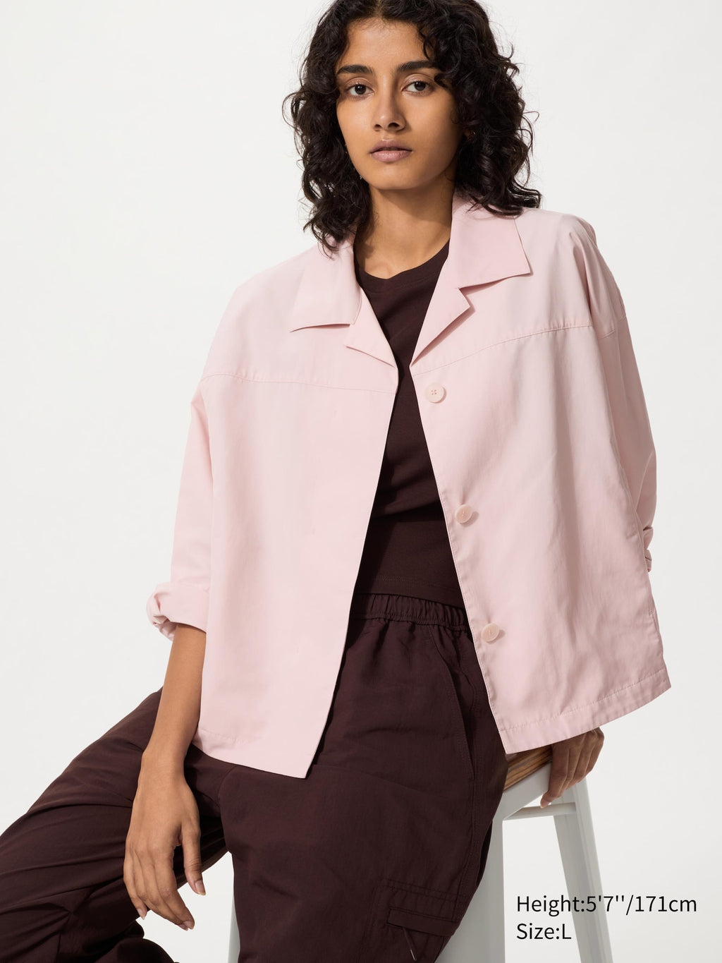 Open Collar Short Jacket - BLACK
