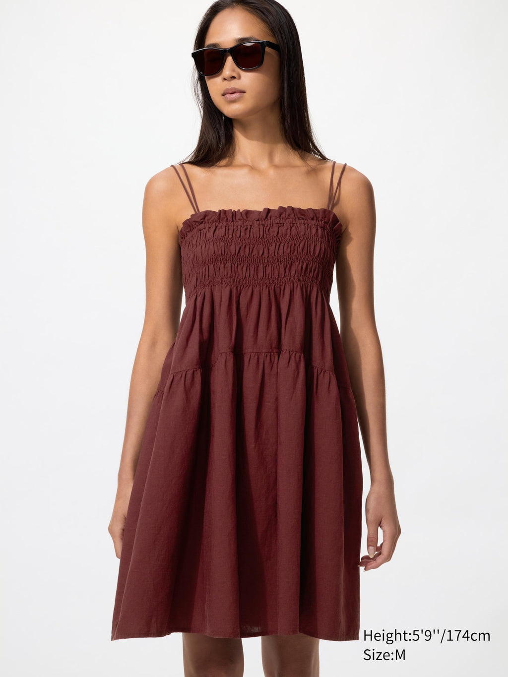 Linen Blend Camisole Dress - BLACK