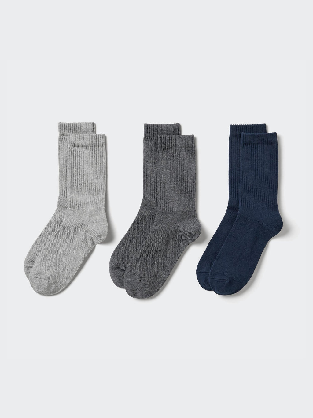 Regular Socks 3 Pairs Ribbed - BLACK
