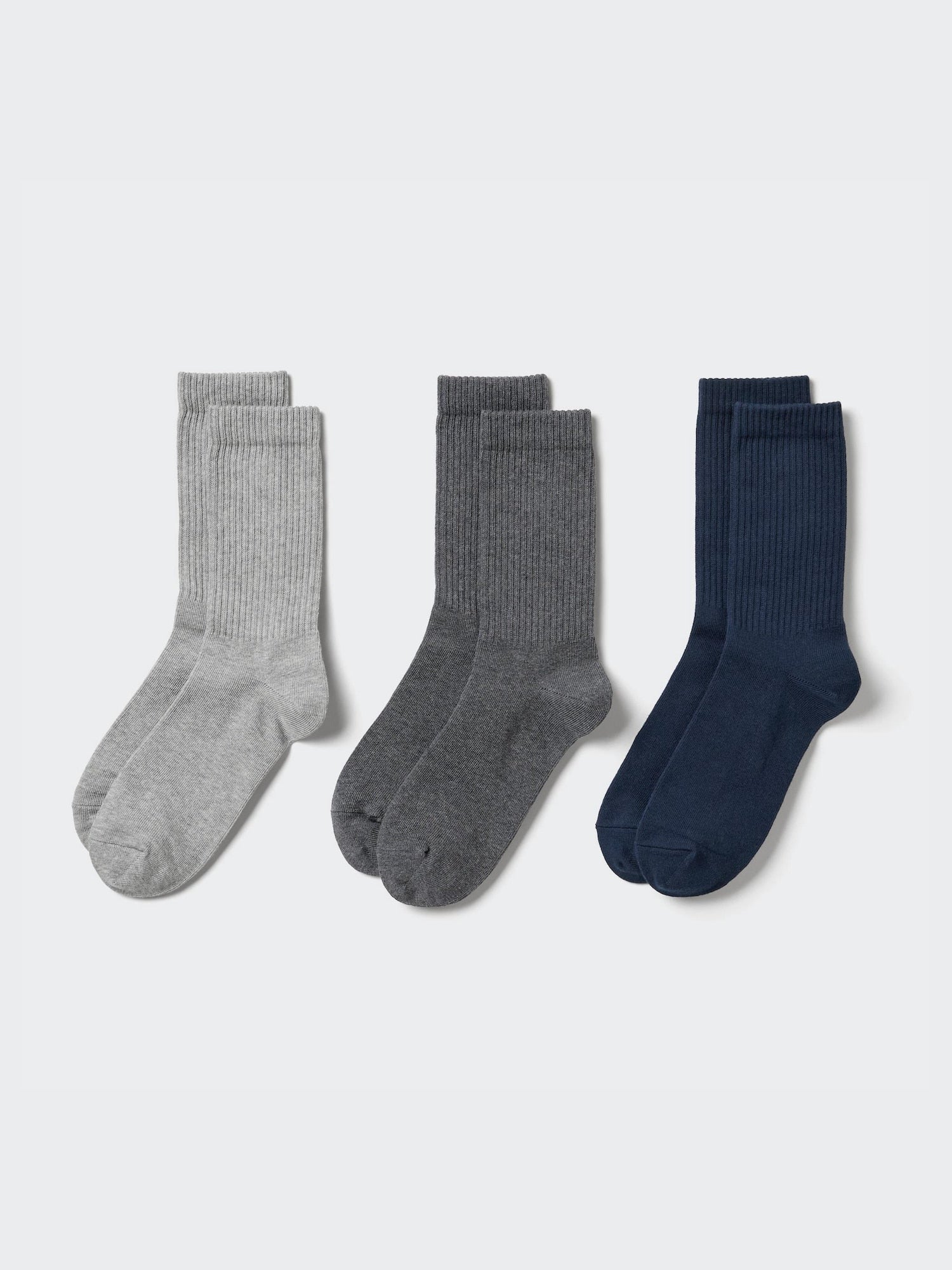 Regular Socks 3 Pairs Ribbed - BLACK